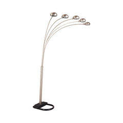 Dacre 5-light Floor Lamp with Curvy Dome Shades Chrome and Black