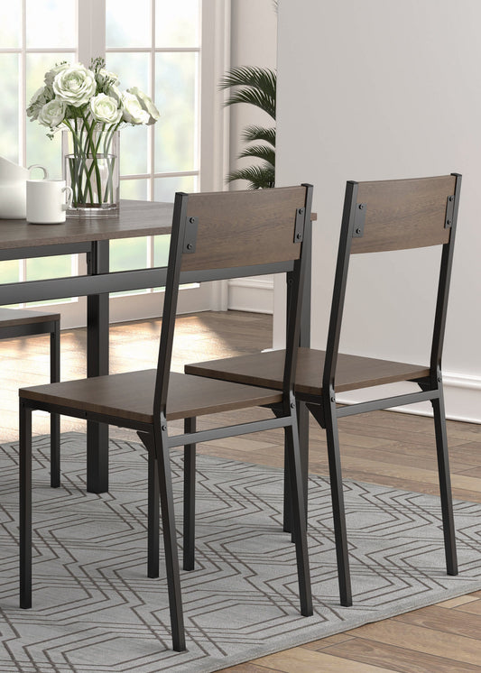 Lana 5-piece Dining Set Ark Brown and Matte Black