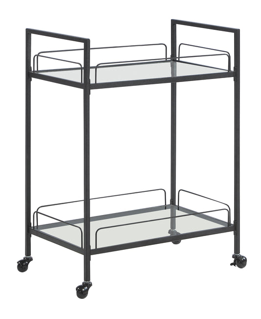 Curltis Serving Cart with Glass Shelves Clear and Black