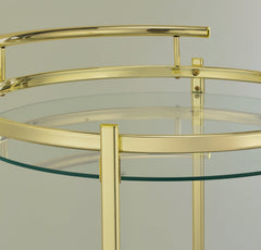 Chrissy Round Glass Bar Cart Brass