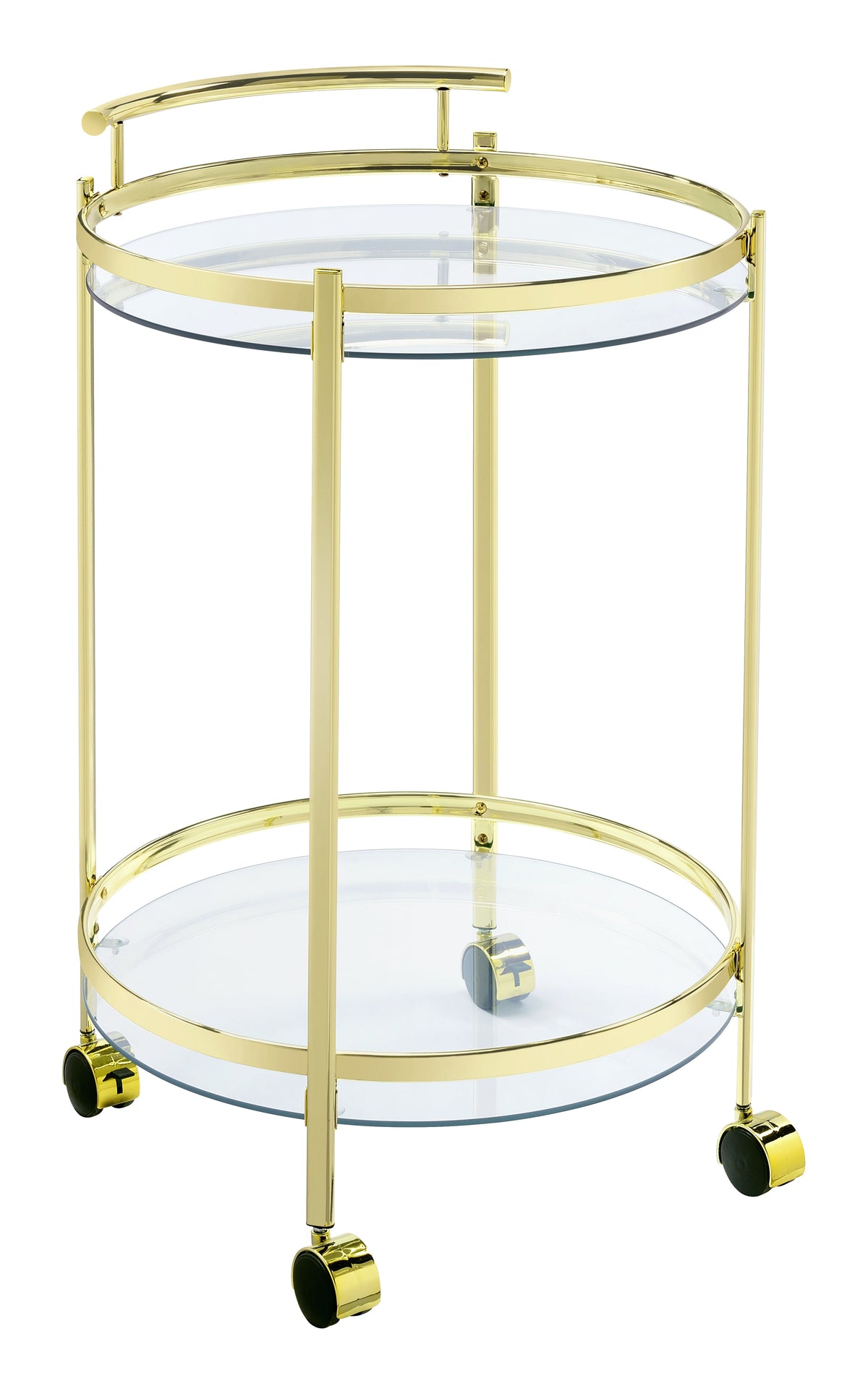 Chrissy Round Glass Bar Cart Brass