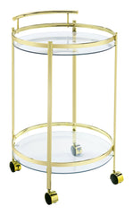 Chrissy Round Glass Bar Cart Brass