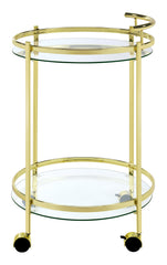 Chrissy Round Glass Bar Cart Brass