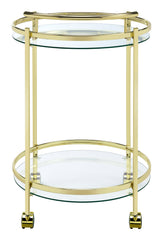 Chrissy Round Glass Bar Cart Brass