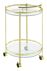 Chrissy Round Glass Bar Cart Brass