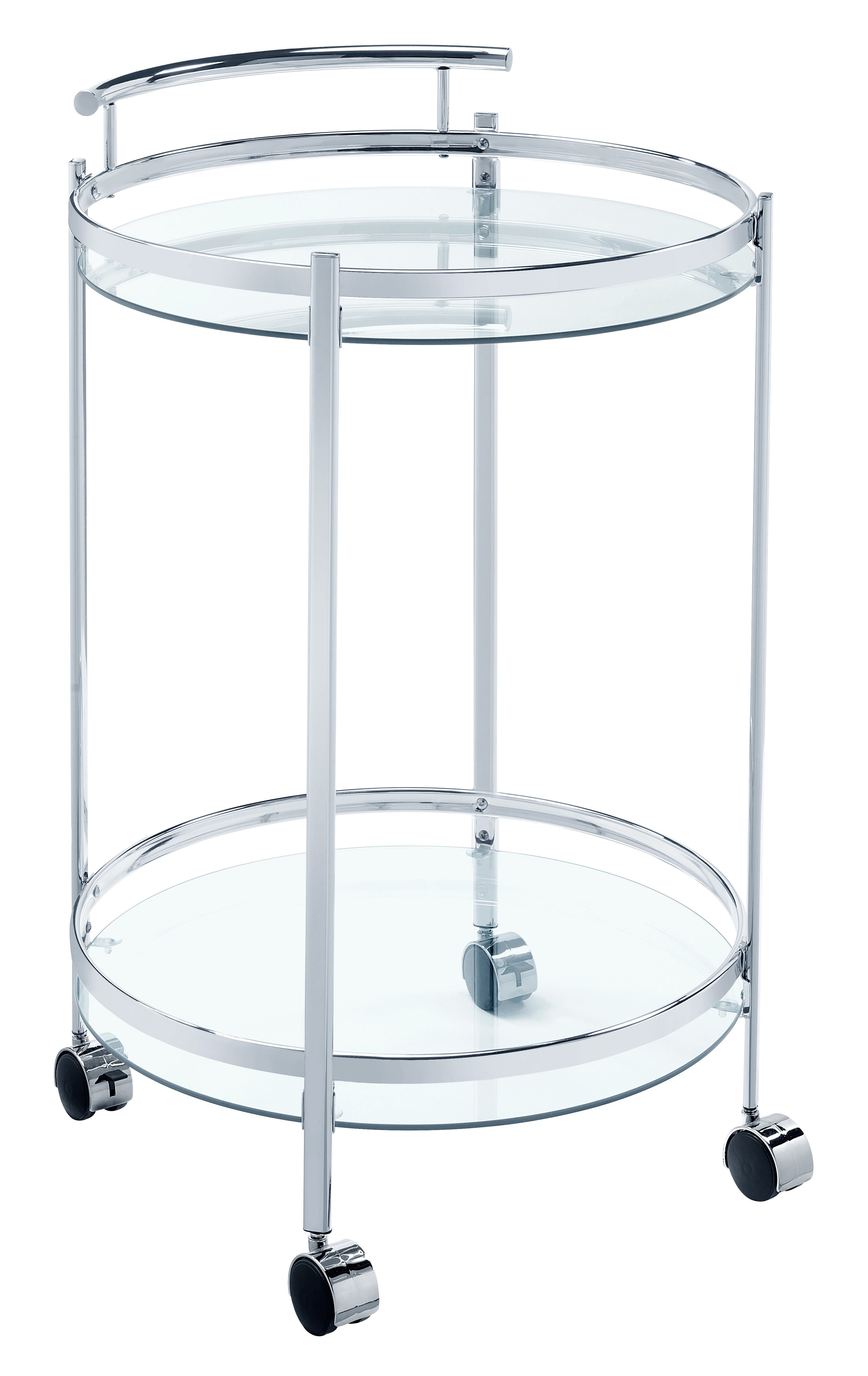 Chrissy Round Glass Bar Cart Chrome