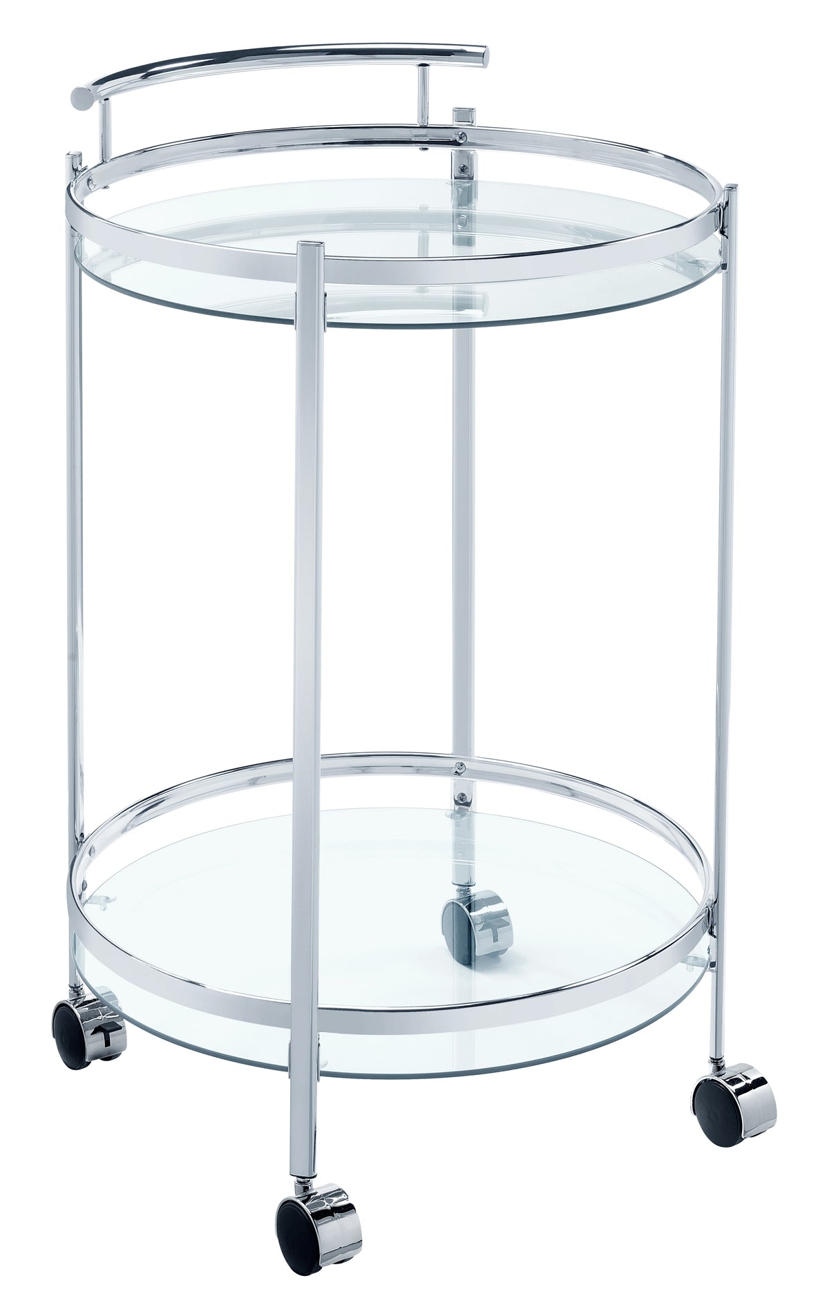 Chrissy Round Glass Bar Cart Chrome