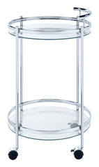 Chrissy Round Glass Bar Cart Chrome