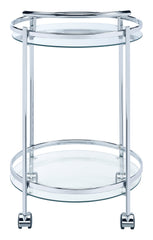 Chrissy Round Glass Bar Cart Chrome