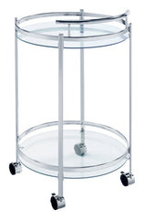 Chrissy Round Glass Bar Cart Chrome