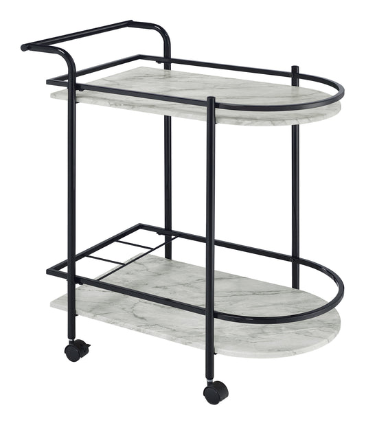 Desiree Rack Bar Cart with Casters Black