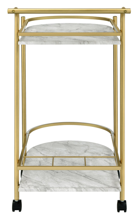 Desiree Rack Bar Cart with Casters Gold