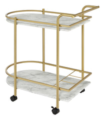 Desiree Rack Bar Cart with Casters Gold