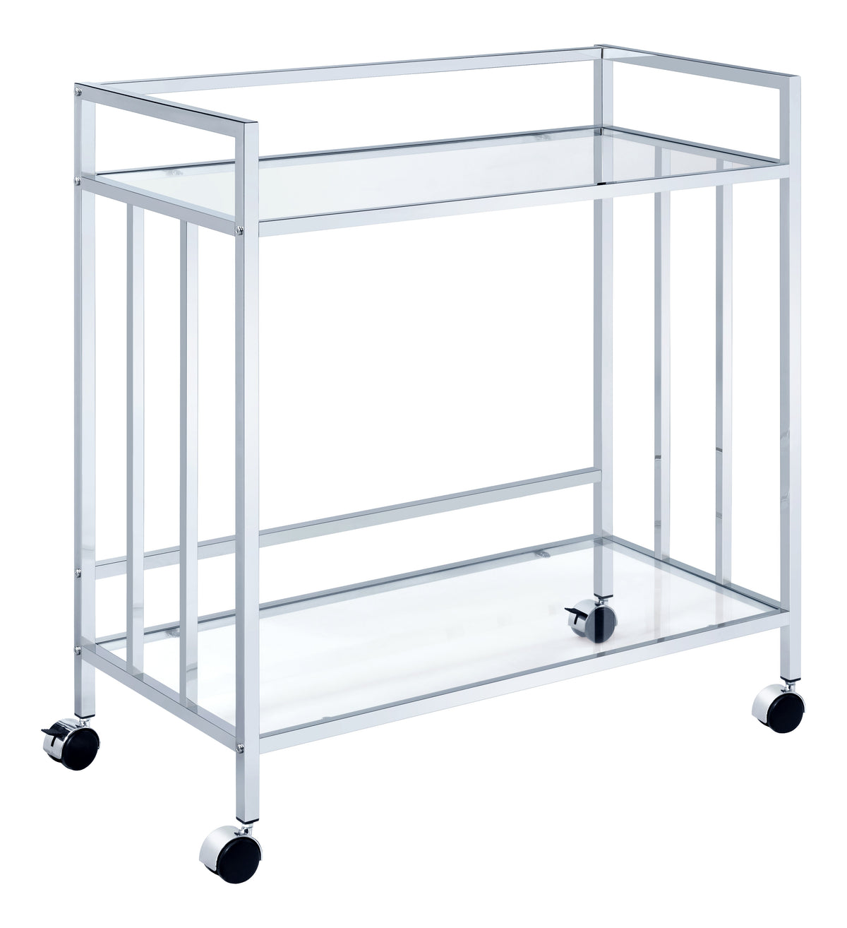 Cara Rectangular Glass Bar Cart Chrome