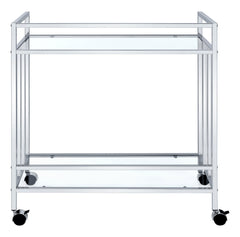 Cara Rectangular Glass Bar Cart Chrome