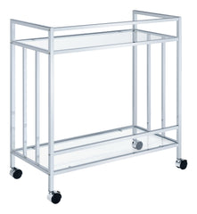 Cara Rectangular Glass Bar Cart Chrome