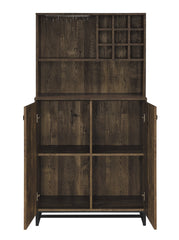 Mendoza 2-door Wine Cabinet Rustic Oak Herringbone and Gunmetal