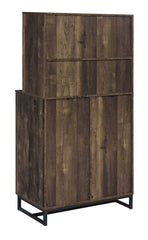 Mendoza 2-door Wine Cabinet Rustic Oak Herringbone and Gunmetal