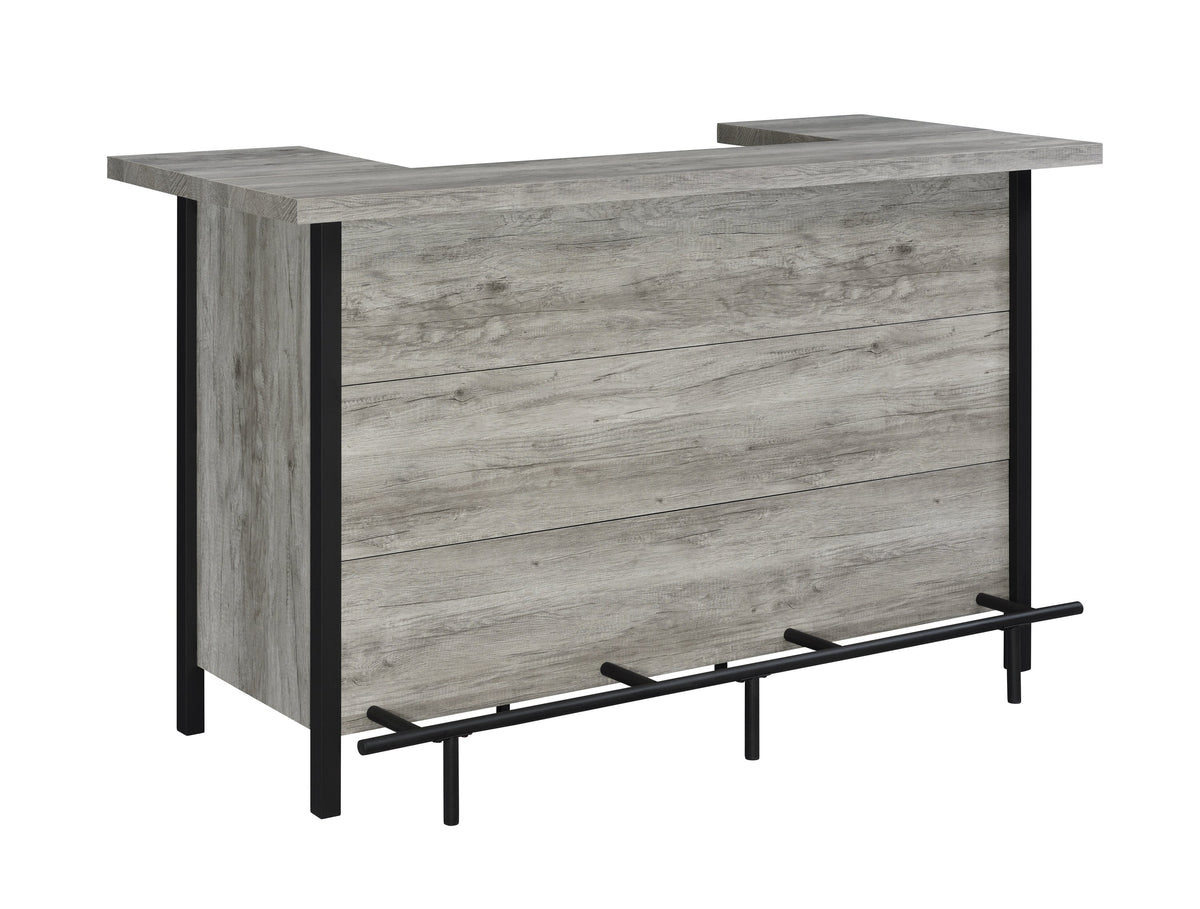 Bellemore Bar Unit with Footrest Grey Driftwood and Black