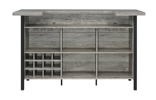 Bellemore Bar Unit with Footrest Grey Driftwood and Black