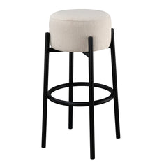 Leonard Upholstered Backless Round Stools White and Black (Set of 2)