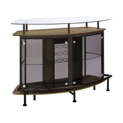 Gideon Crescent Shaped Glass Top Bar Unit with Drawer