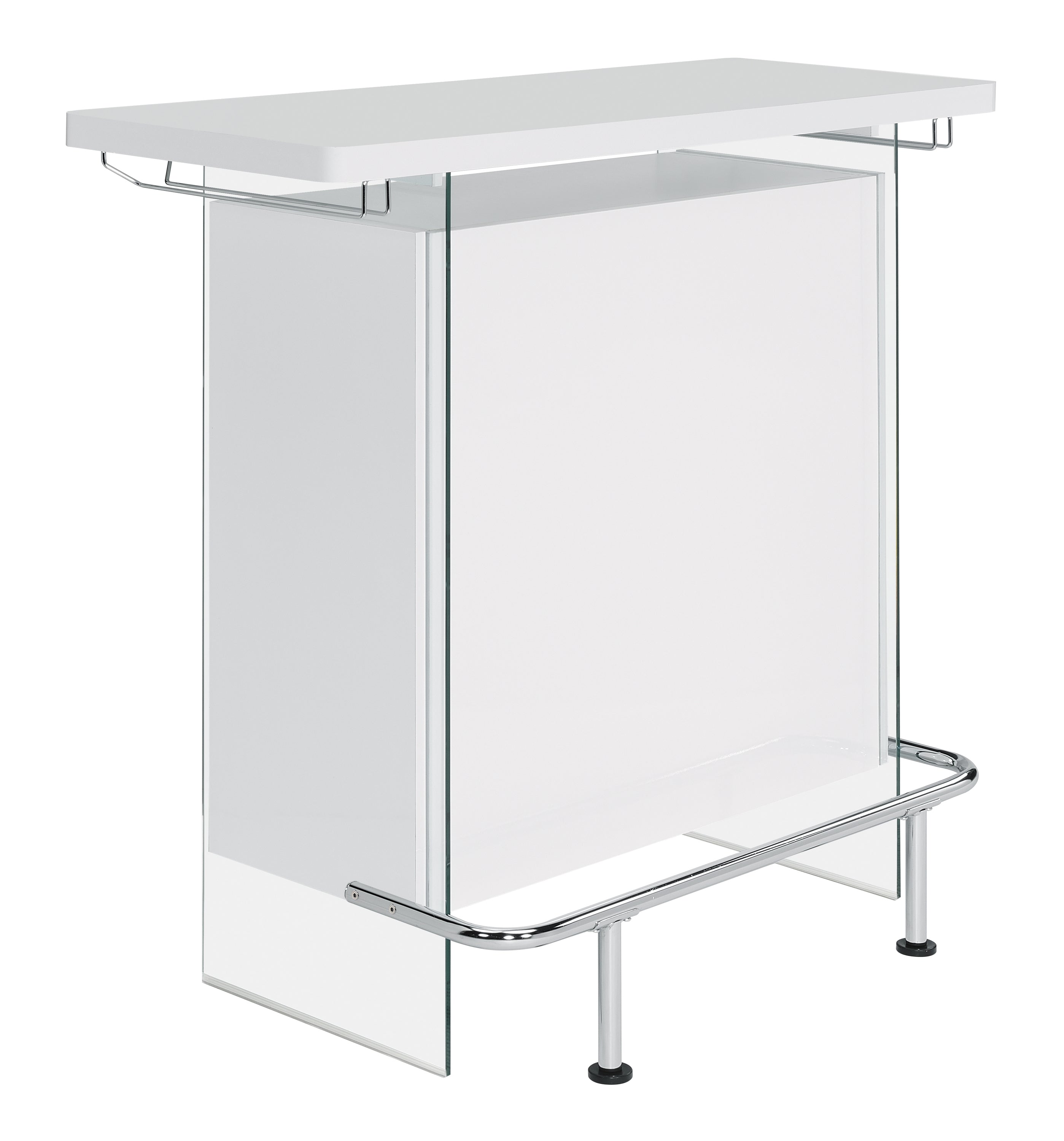 Acosta Rectangular Bar Unit with Footrest and Glass Side Panels