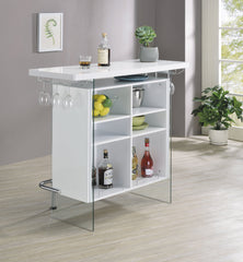 Acosta Rectangular Bar Unit with Footrest and Glass Side Panels