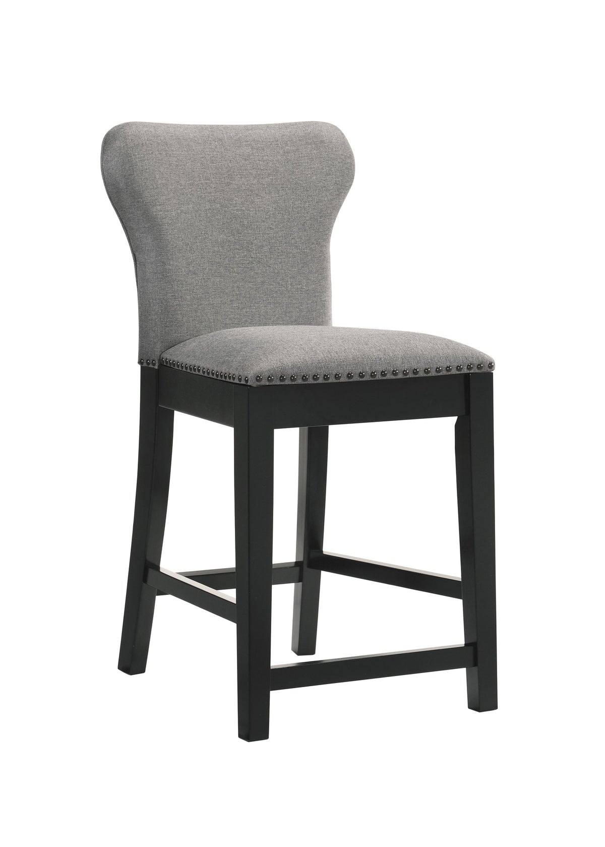 Ralland Upholstered Solid Back Counter Height Stools with Nailhead Trim (Set of 2) Grey and Black