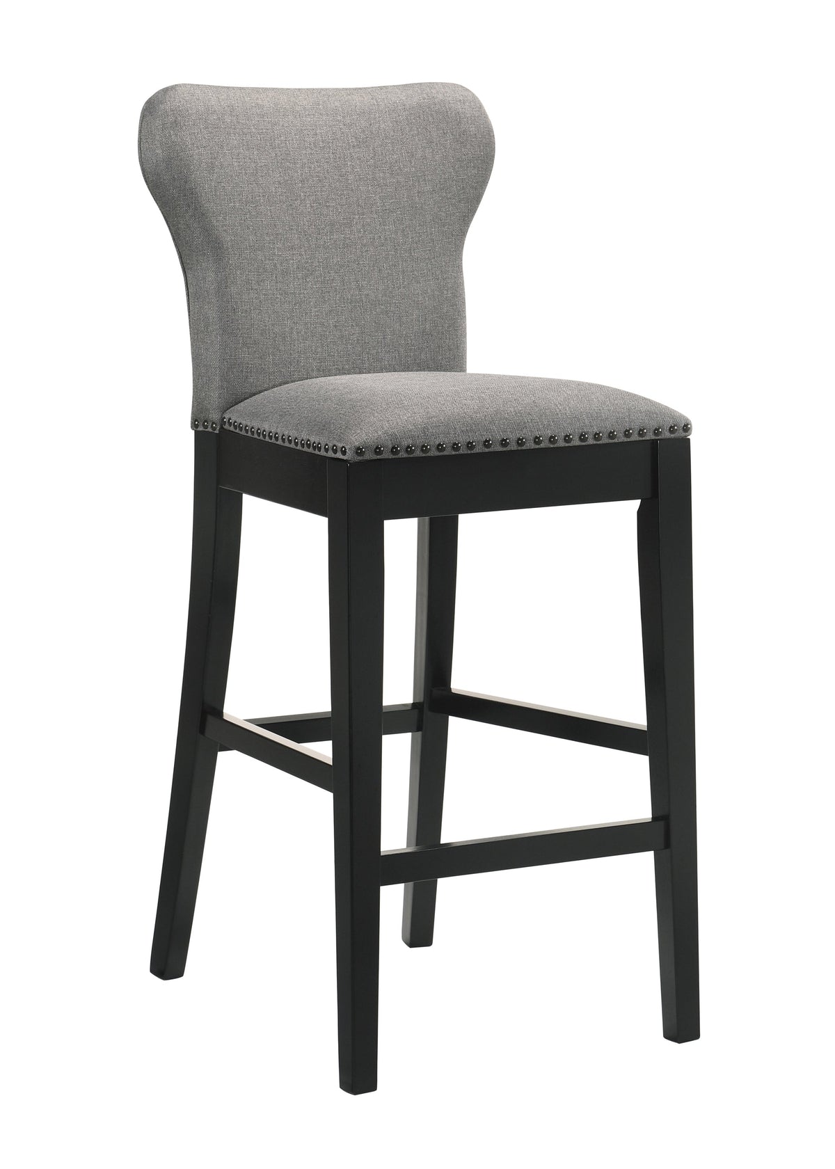 Ralland Upholstered Solid Back Bar Stools with Nailhead Trim (Set of 2) Grey and Black