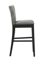 Ralland Upholstered Solid Back Bar Stools with Nailhead Trim (Set of 2) Grey and Black