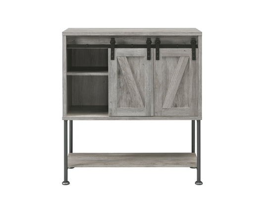 Claremont Sliding Door Bar Cabinet with Lower Shelf Grey Driftwood