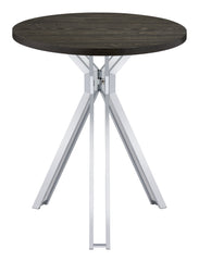 Edgerton Round Wood Top Bar Table Dark Oak and Chrome