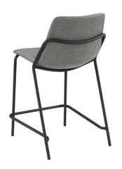 Earnest Solid Back Upholstered Counter Height Stools Grey and Black (Set of 2)