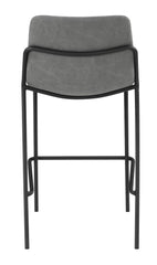 Earnest Solid Back Upholstered Bar Stools Grey and Black (Set of 2)