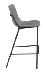 Earnest Solid Back Upholstered Bar Stools Grey and Black (Set of 2)