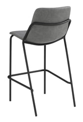 Earnest Solid Back Upholstered Bar Stools Grey and Black (Set of 2)