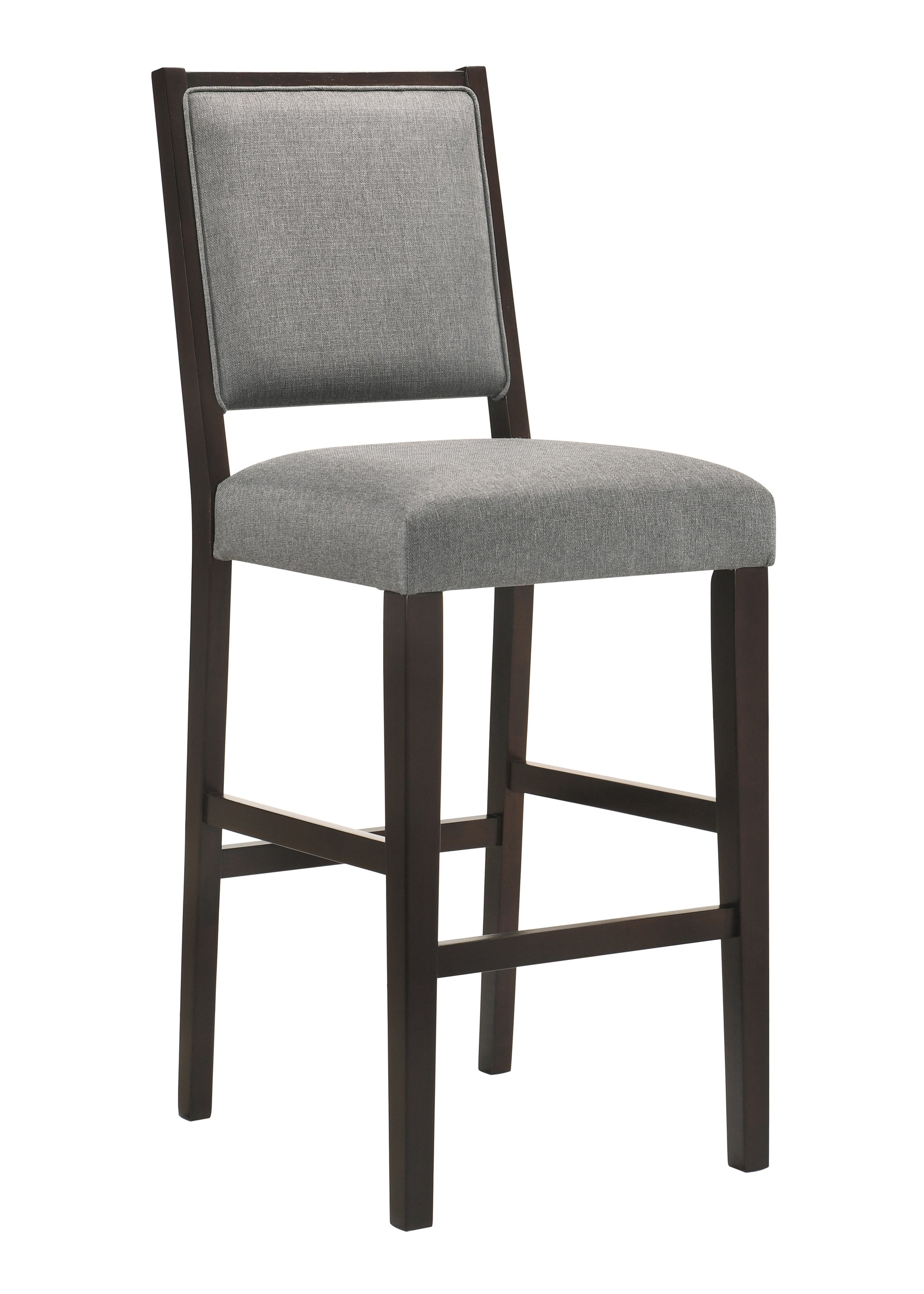 Bedford Upholstered Open Back Bar Stools with Footrest (Set of 2) Grey and Espresso