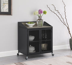 Arlette Wine Cabinet with Wire Mesh Doors Grey Wash and Sandy Black