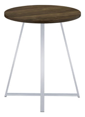 Burkhart Sled Base Round Bar Table Brown Oak and Chrome