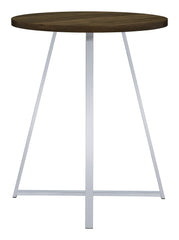 Burkhart Sled Base Round Bar Table Brown Oak and Chrome