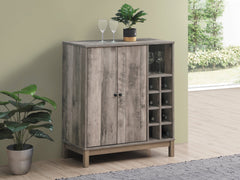 Cheyenne 2-door Wine Cabinet with Stemware Rack Weathered Acacia