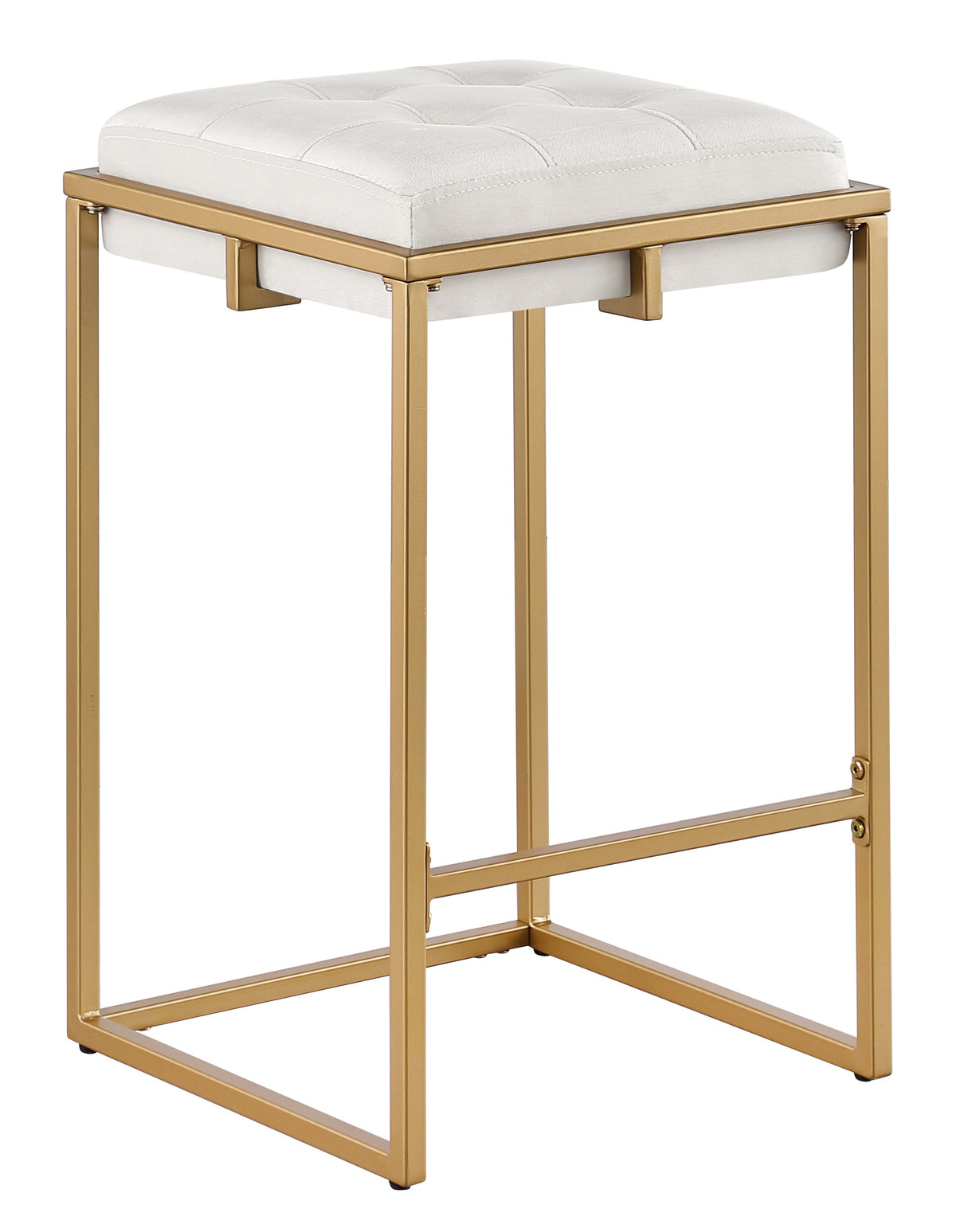 Nadia Square Padded Seat Counter Height Stool (Set of 2) Beige and Gold