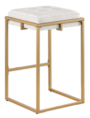 Nadia Square Padded Seat Counter Height Stool (Set of 2) Beige and Gold