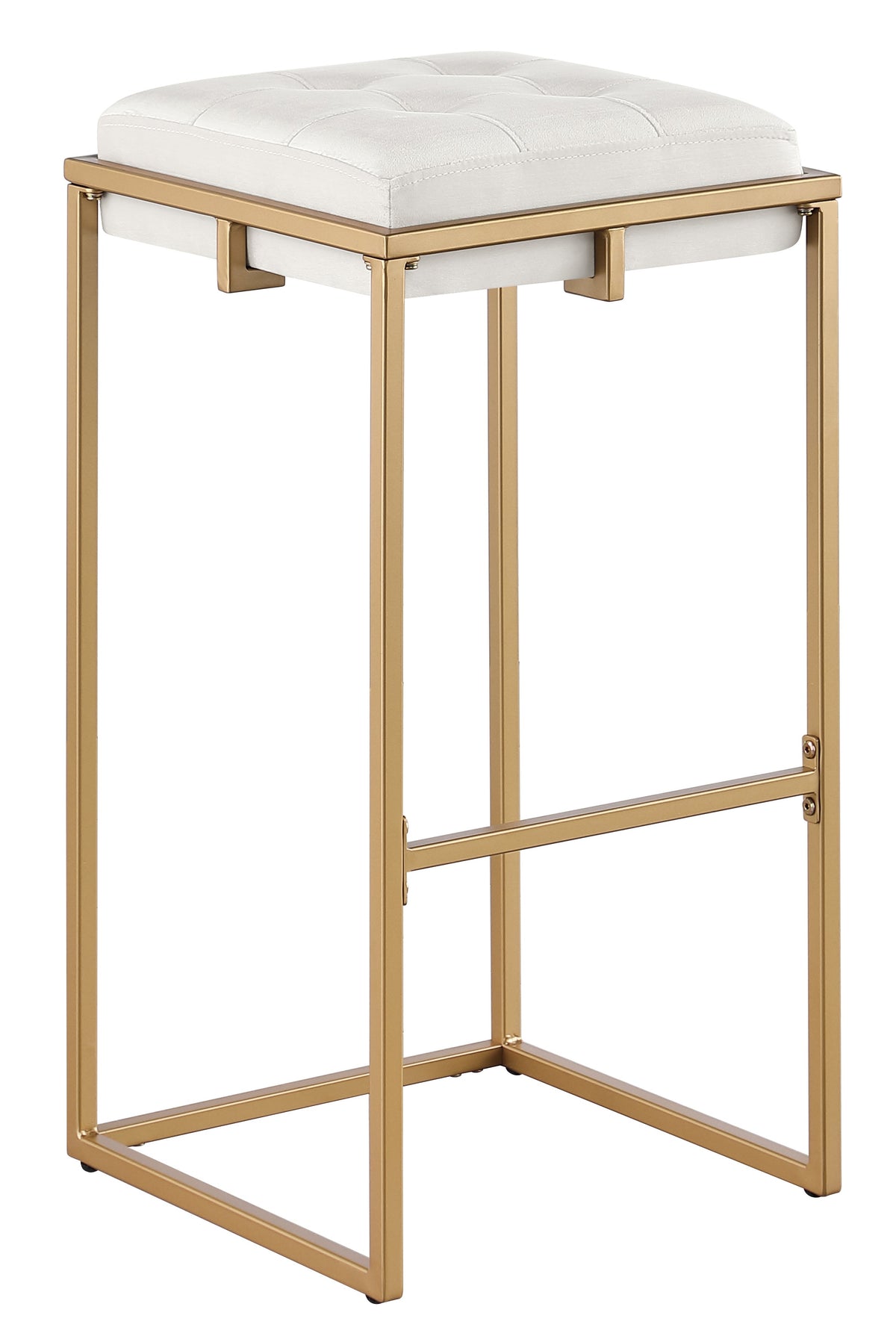 Nadia Square Padded Seat Bar Stool (Set of 2) Beige and Gold