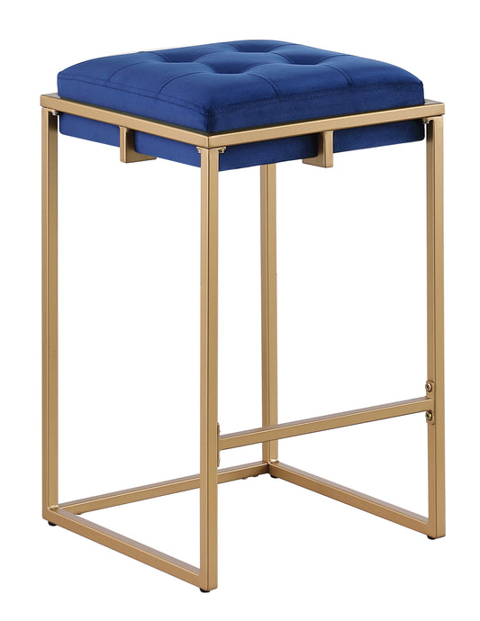 Nadia Square Padded Seat Counter Height Stool (Set of 2) Blue and Gold