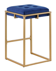 Nadia Square Padded Seat Counter Height Stool (Set of 2) Blue and Gold