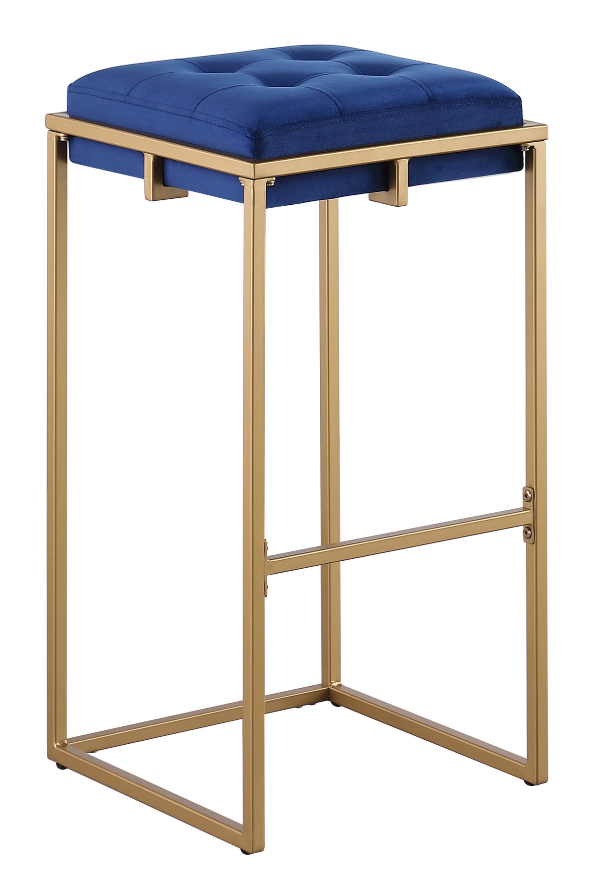 Nadia Square Padded Seat Bar Stool (Set of 2) Blue and Gold