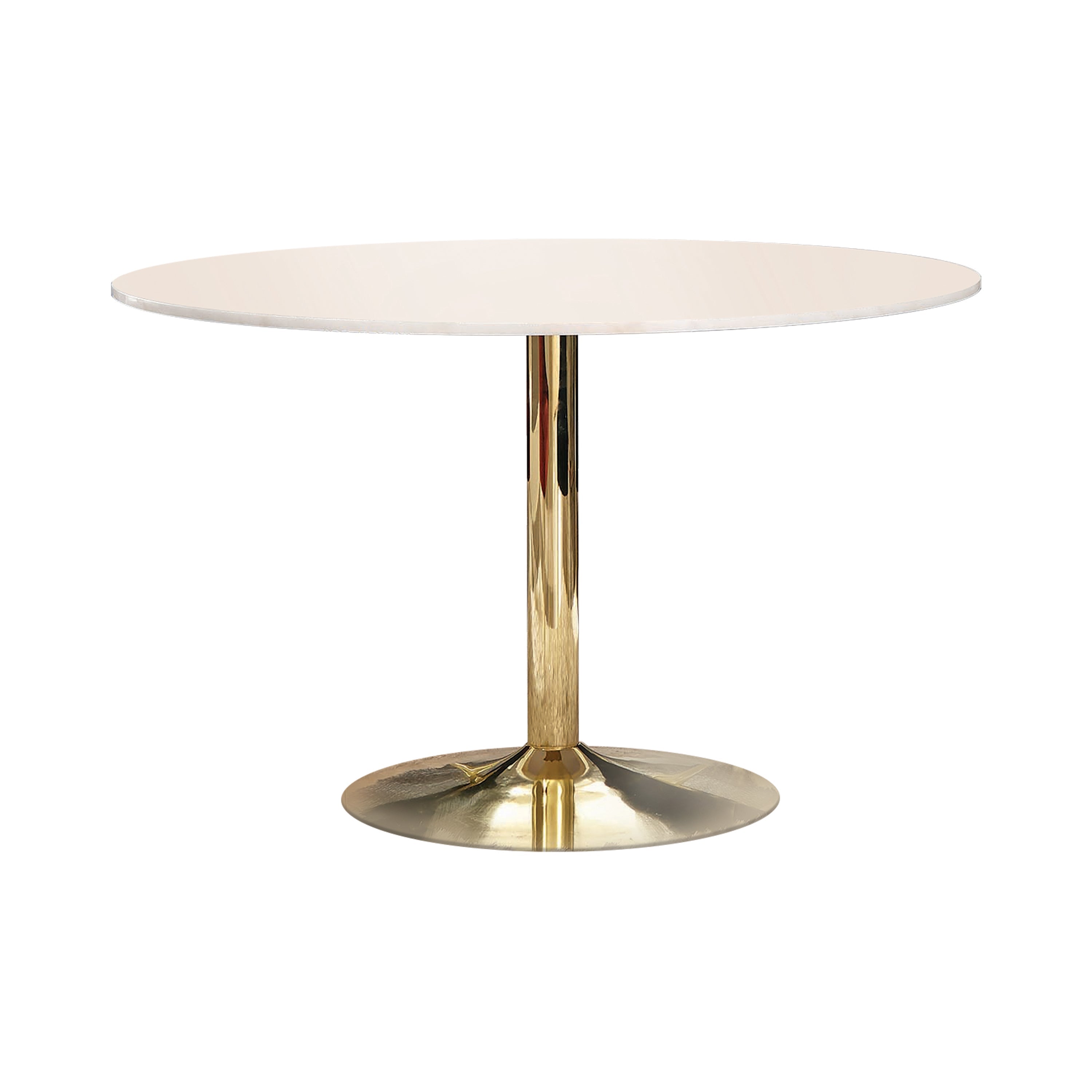 Kella Round Dining Table Natural Marble and Gold