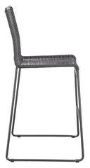 Kai Upholstered Bar Stools with Footrest (Set of 2) Charcoal and Gunmetal